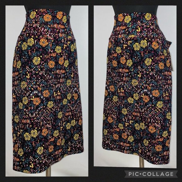 LuLaRoe Cassie Womens XL Floral Abstract Patterned Pull On Pencil Skirt NWT - Picture 4 of 12